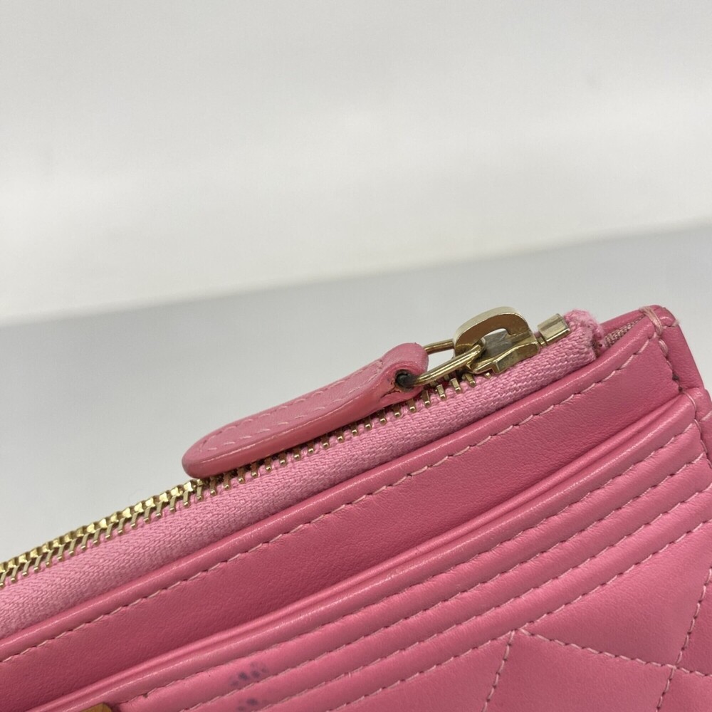 CHANEL Pink Lambskin Leather Wallet - Picture 8 of 10